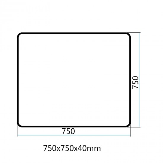 750x750x40mm Black Aluminum Framed Rectangle Bathroom Wall Mirror Rim Round Corner